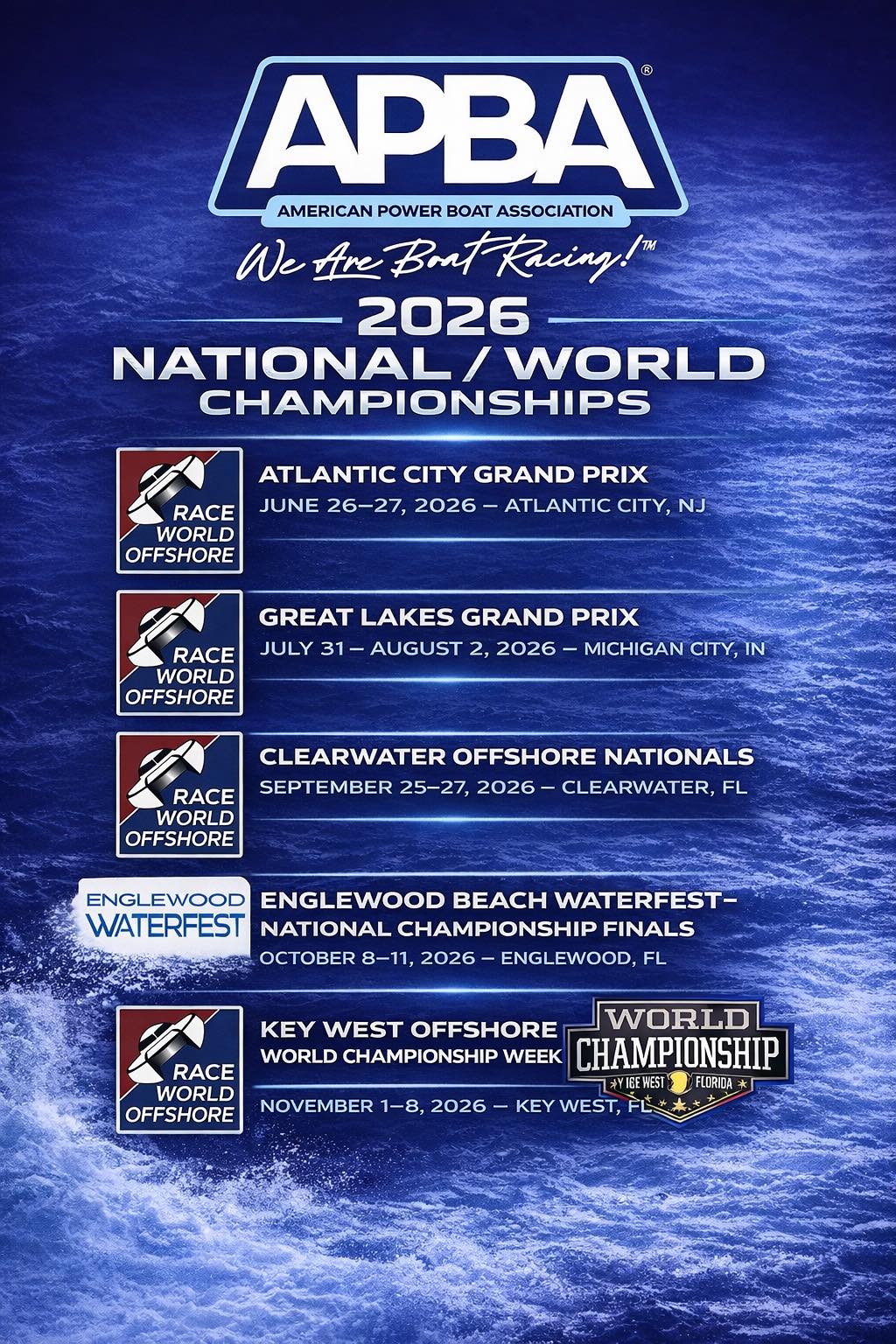 APBA - 🏁 2026 APBA OFFSHORE NATIONAL / WORLD CHAMPIONSHIP SCHEDULE 🏁 ...