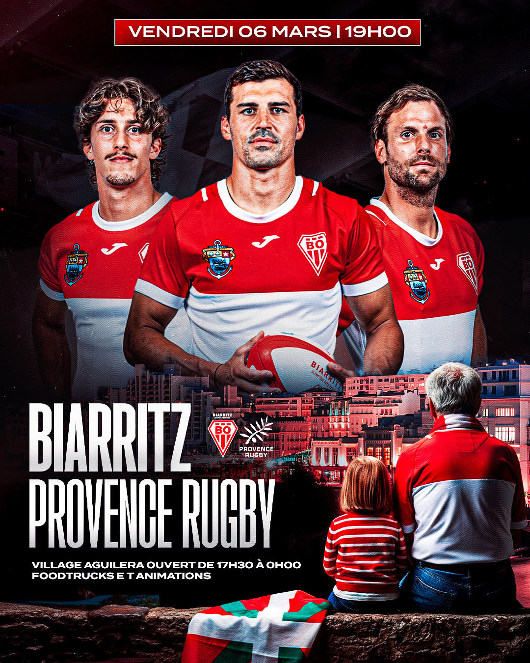 Maillot De Match Porté Biarritz Olympique - Joma - Saison 2025/26 - Taille L - Rouge