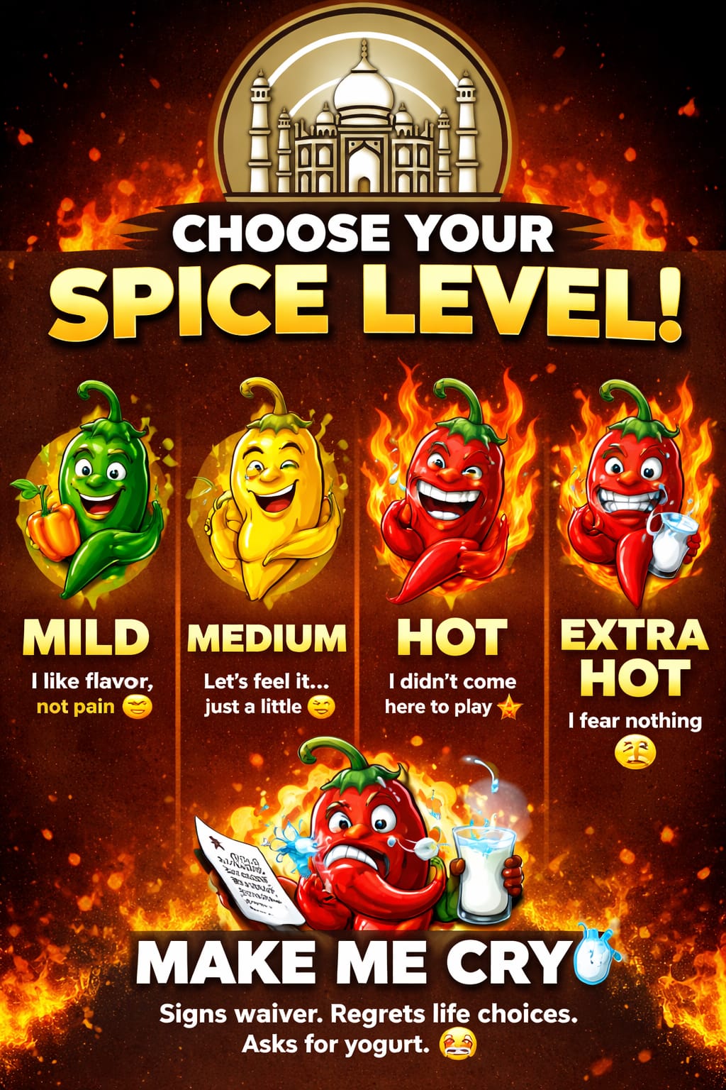🌶️ Choose Your Spice... - Taj Mahal Masala Vero Beach | Facebook