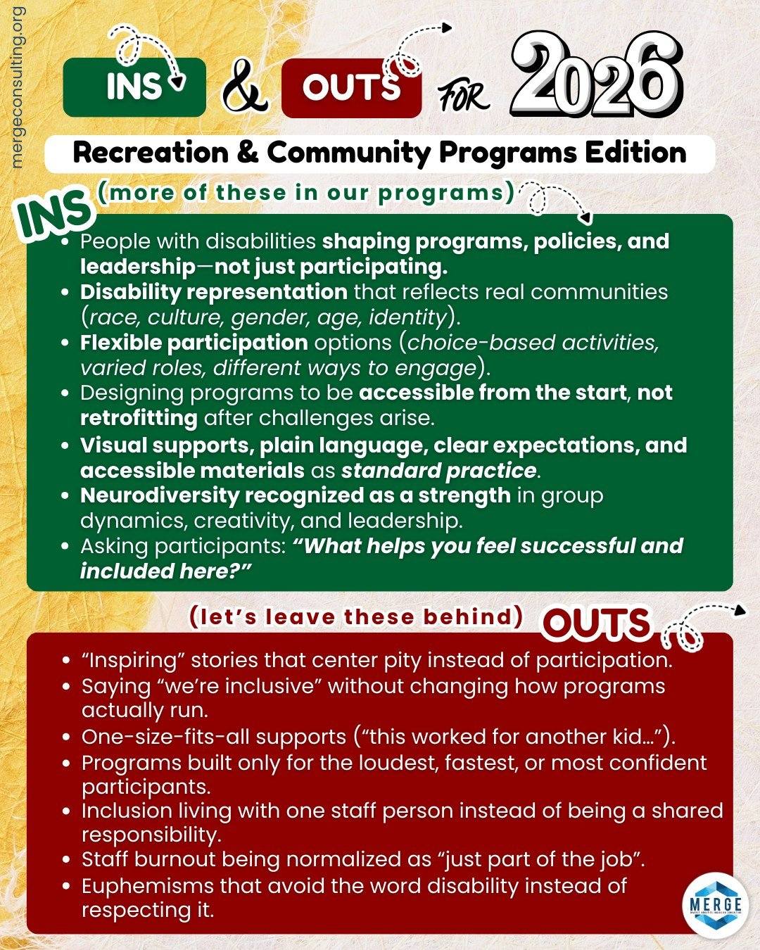 MERGE - INS & OUTS FOR 2026 Recreation & Community Programs Edition As ...