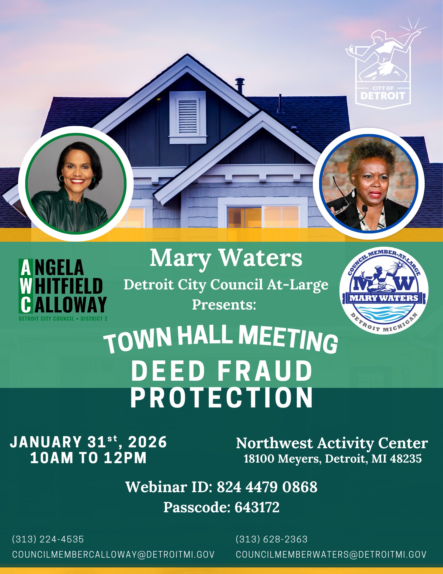 ***SATURDAY JANUARY 31 2026****Town Hall-Deed Fraud Protection