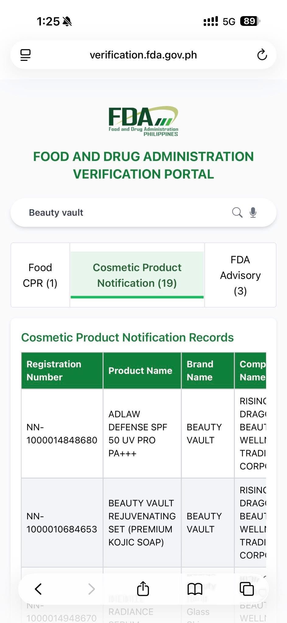 All Beauty Vault products are FDA Approved. You may verify all papers from the official verification portal at https://verification.fda.gov.ph . Thank you! 🧡🙏😘