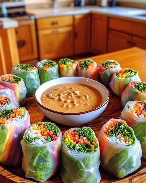 Magnolia - Hearty Veggie Rolls with Peanut Sauce 🥗🥜🌿 Ingredients: - 8 ...