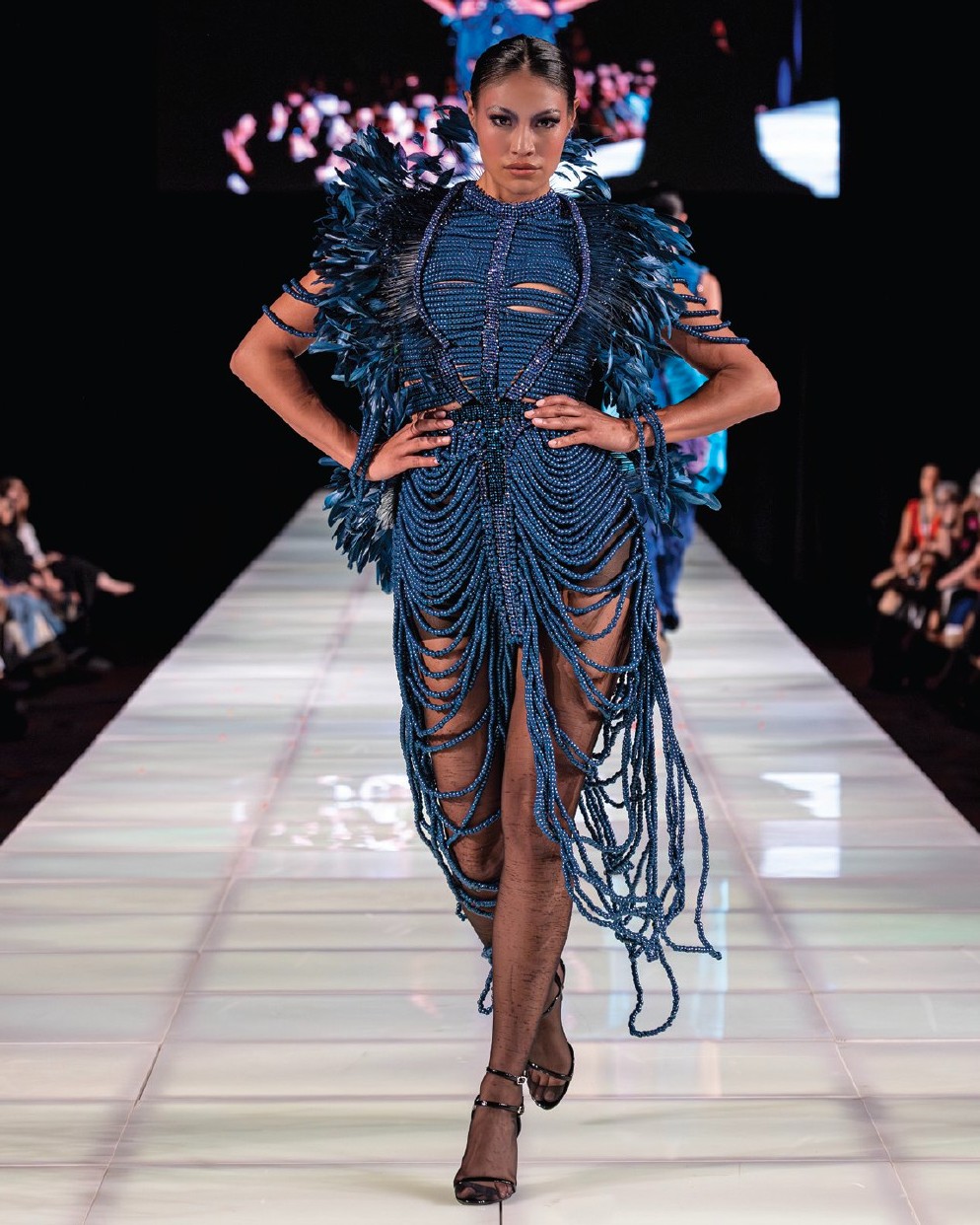 beadded runway dress Jontay Kahm ethereal realms beaded Size:10 (UK 14)