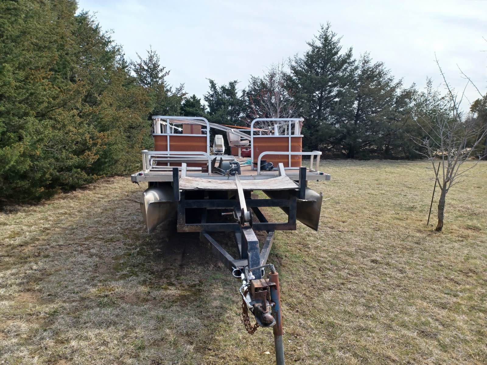 Pontoon Boat with Evinrude Motor and Trailer OBO - Powerboats ...