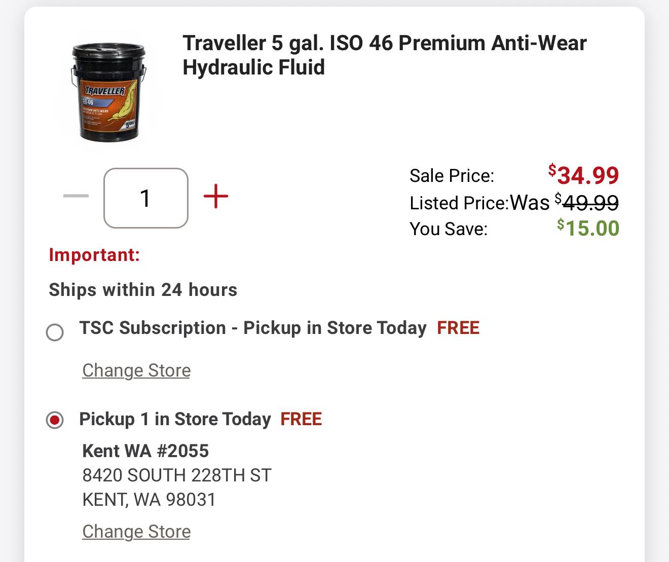 Black Friday deal on hydraulic fluid