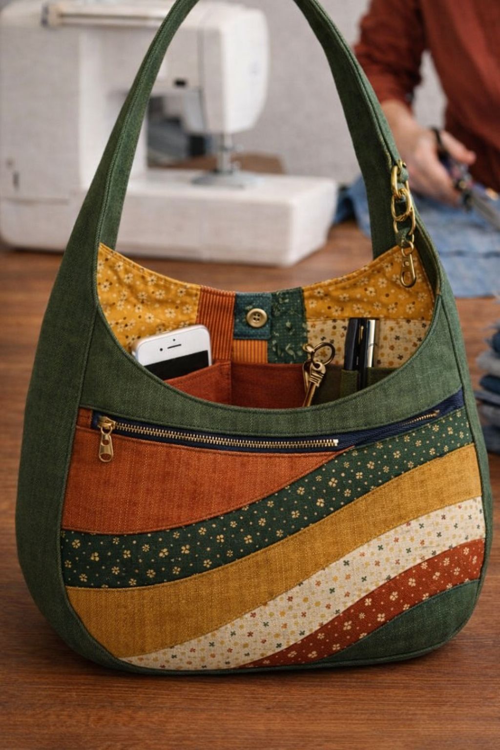 DIY - Earthy Tones, Timeless Style — Handmade Patchwork Shoulder Bag # ...