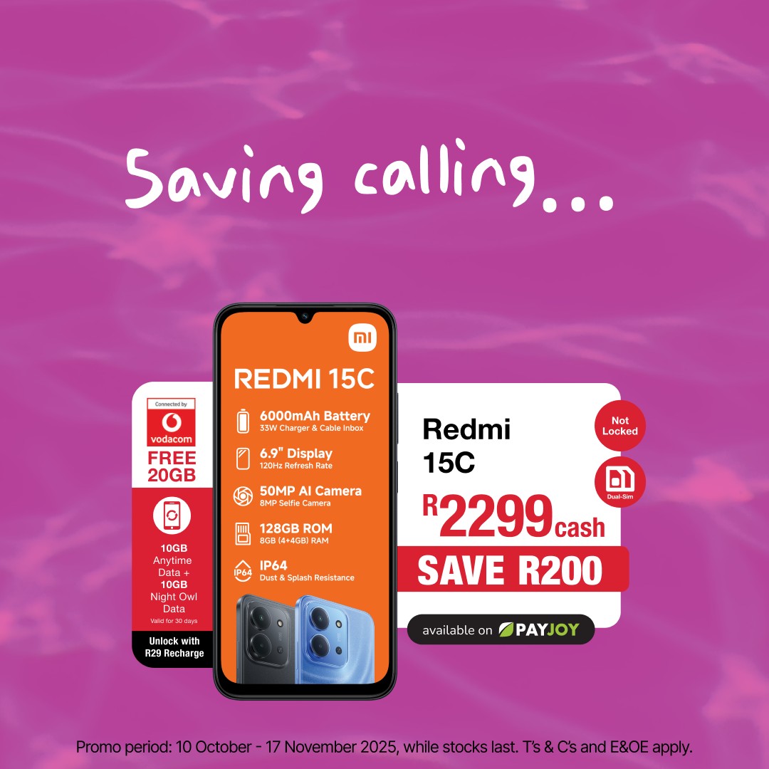 Mr - Introducing your next saving. Take R200 off the Redmi 15C! Deal ...