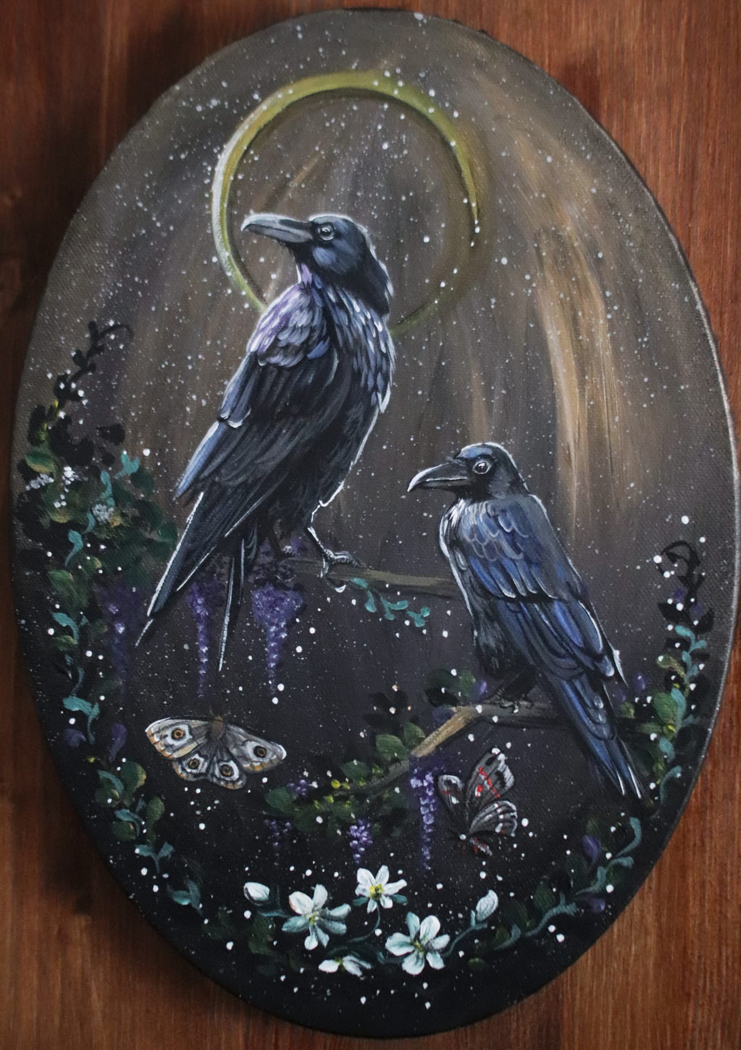Raven Raku Wall Art – Small, Handmade & Handsigned, New Design, Multicolor Clay Pottery