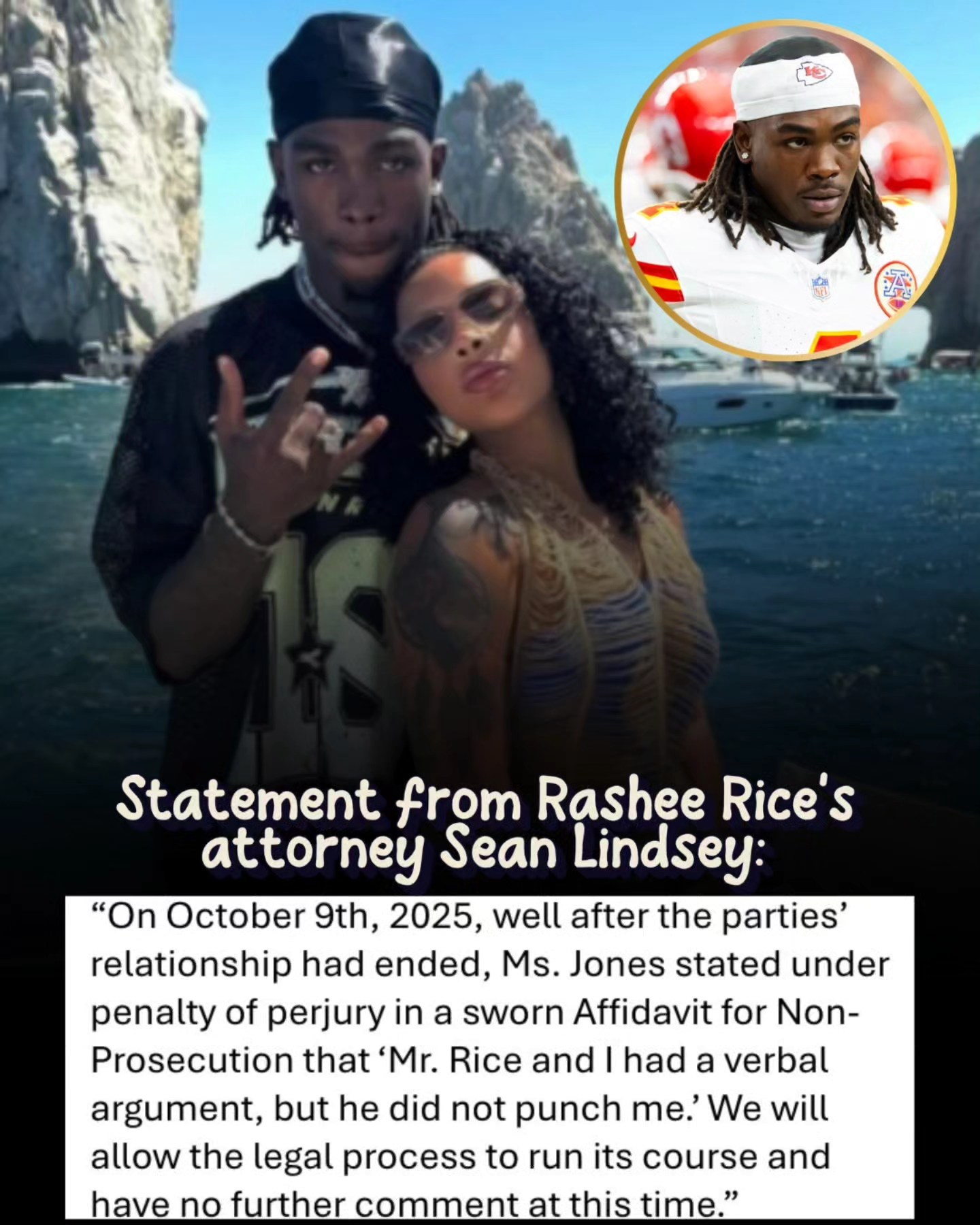 Starcade - Here is the statement from #Chiefs WR Rashee Rice's attorney ...