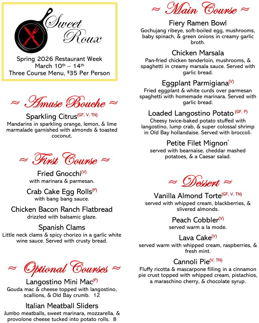 Sweet Roux Restaurant & Bar | Culpeper VA