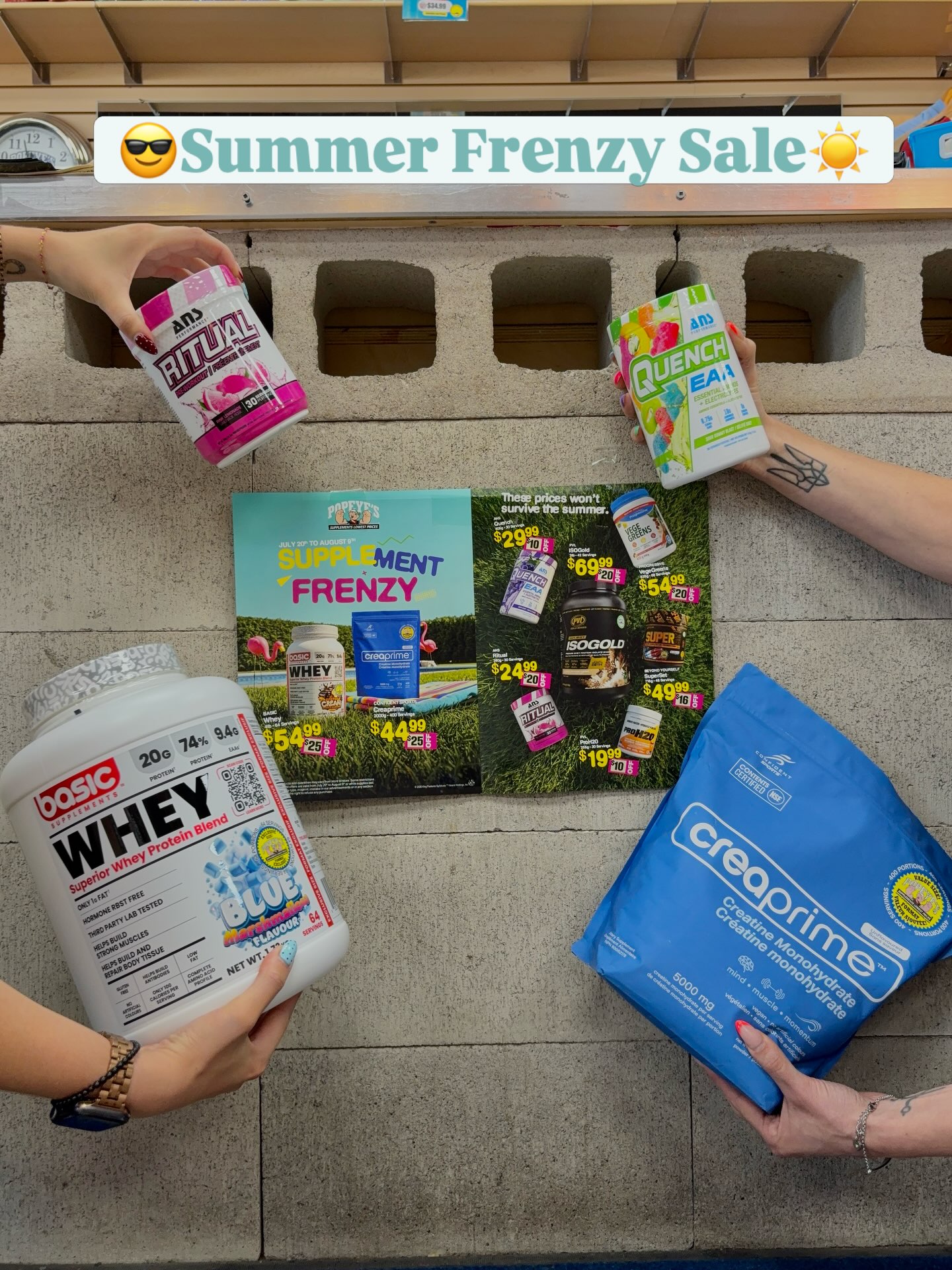 Popeye's Supplements summer sale on protein and fitness products