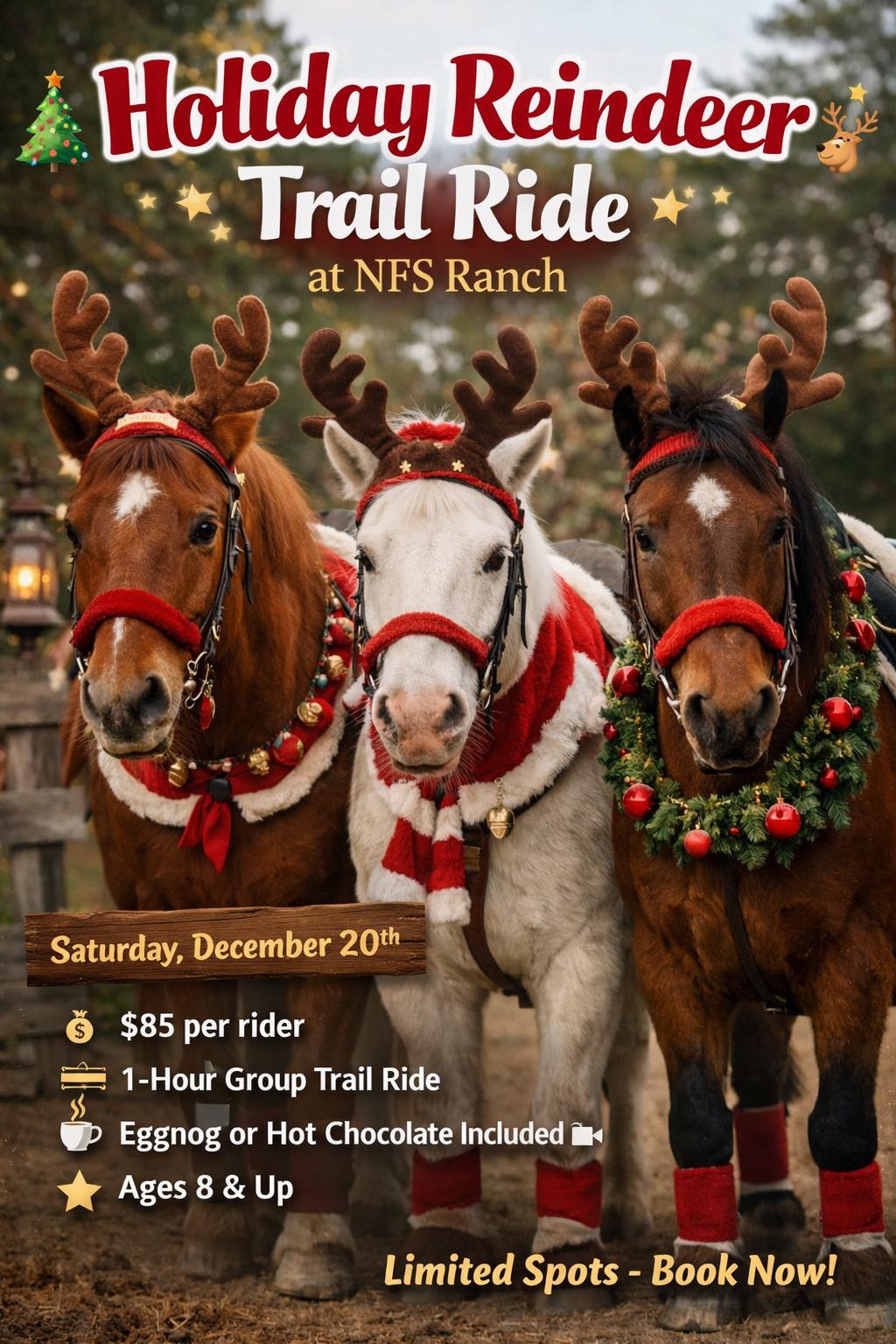 NFS - 🎄🐎 Holiday Reindeer Trail Ride at NFS Ranch 🦌 Join us Saturday ...
