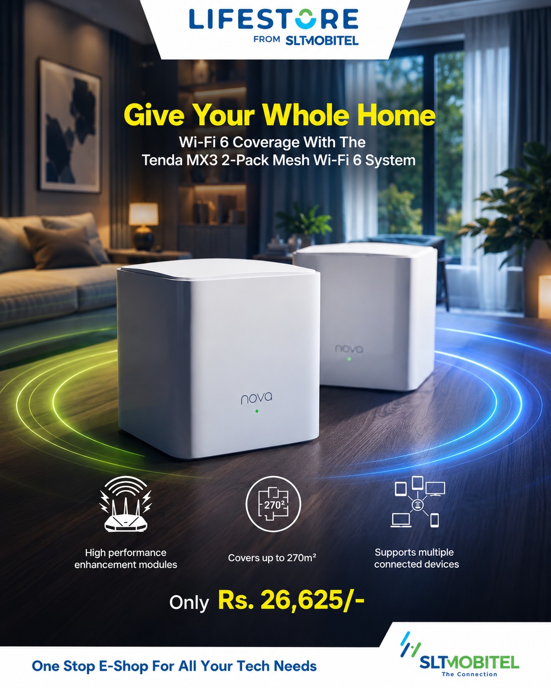 Say goodbye to weak signals and dead zones. The Tenda MX3 2-Pack