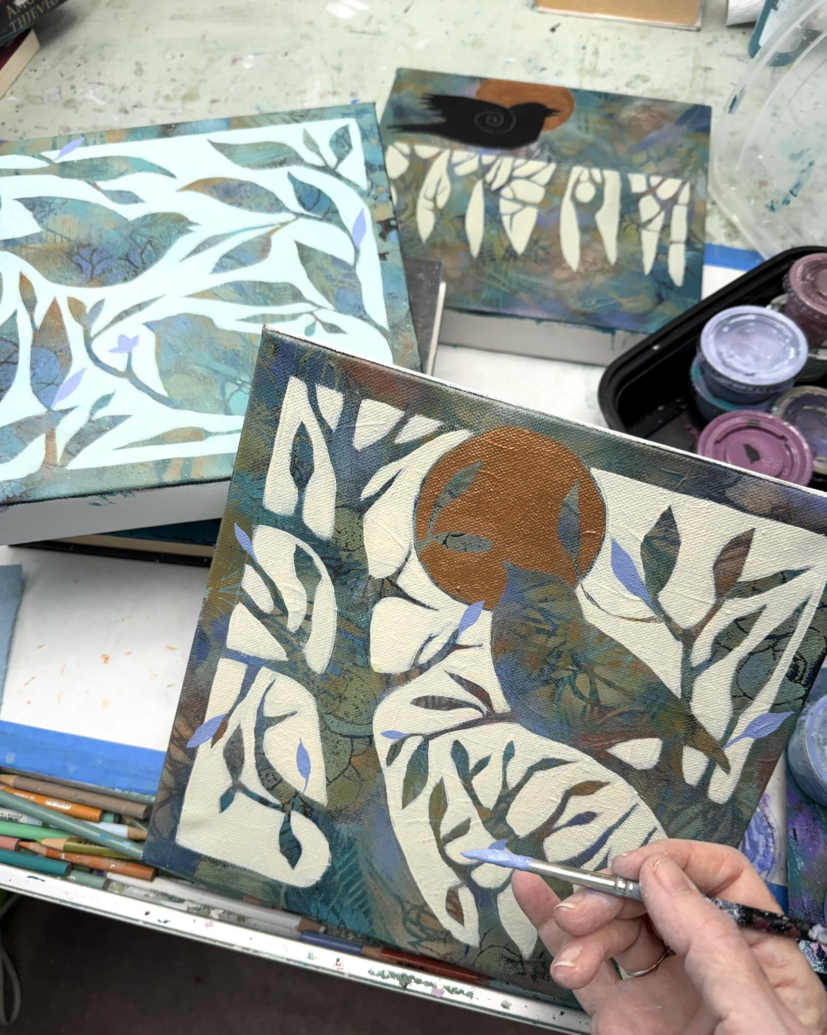 Davis - On my work table …three 10x10 inch canvases. These will be ...