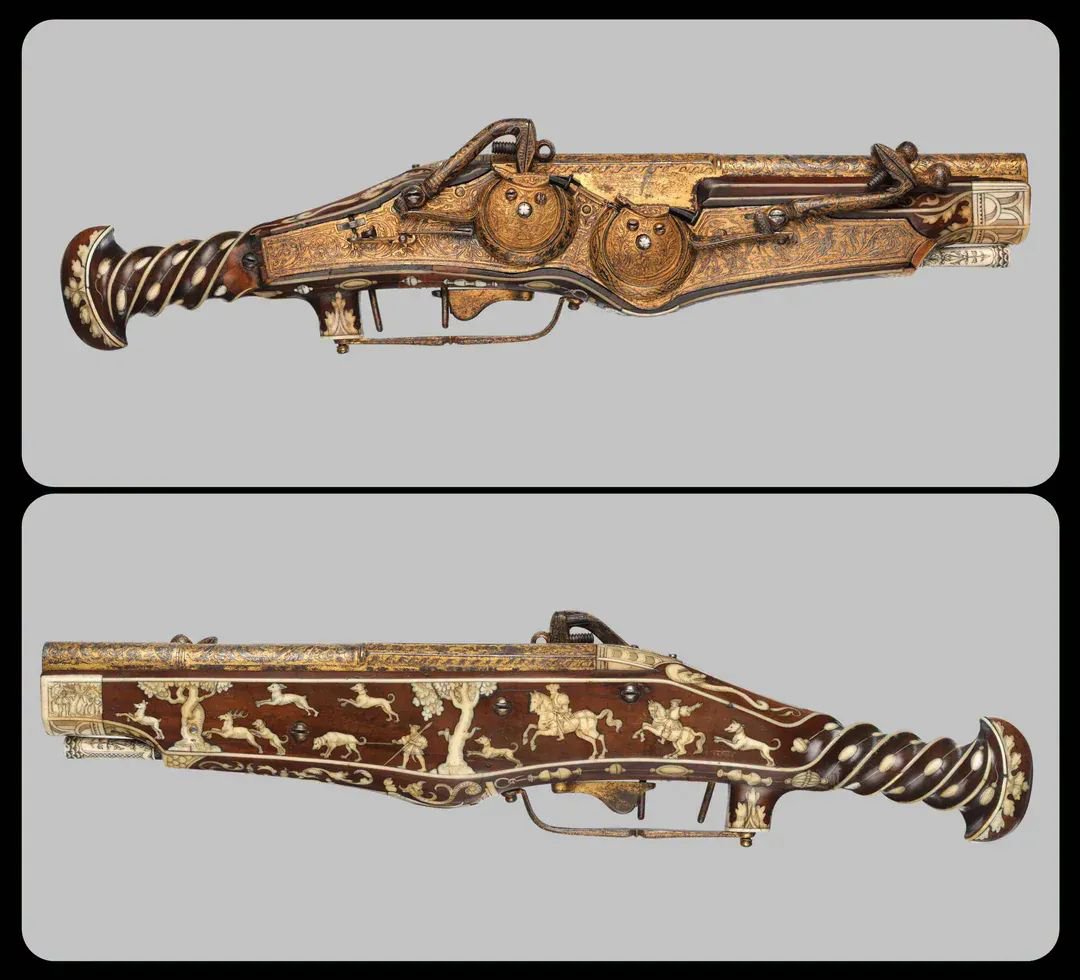 World - Double-Barreled Wheellock Pistol from Germany, 1540 CE
