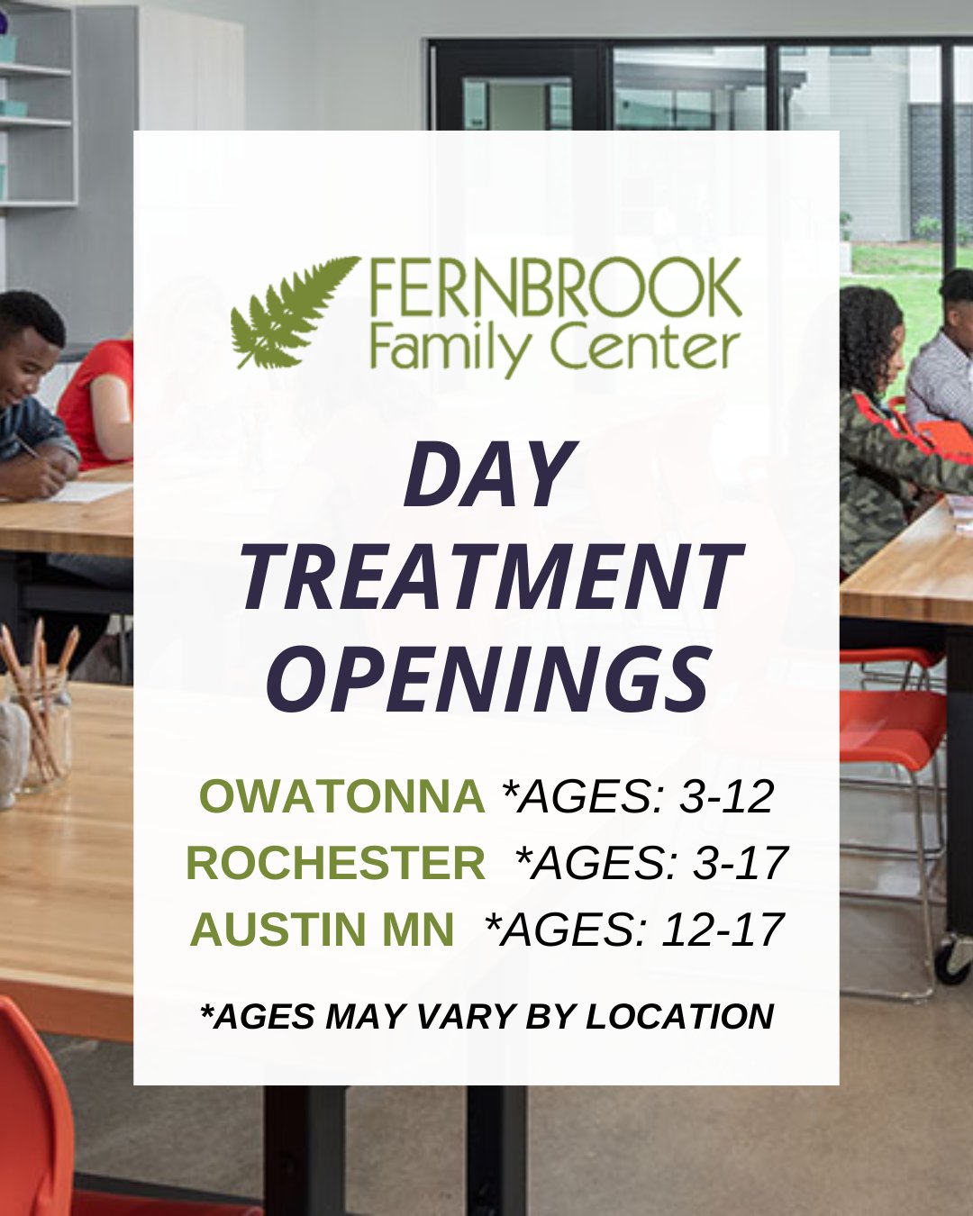 Our Day Treatment programs are... - Fernbrook Family Center | Facebook