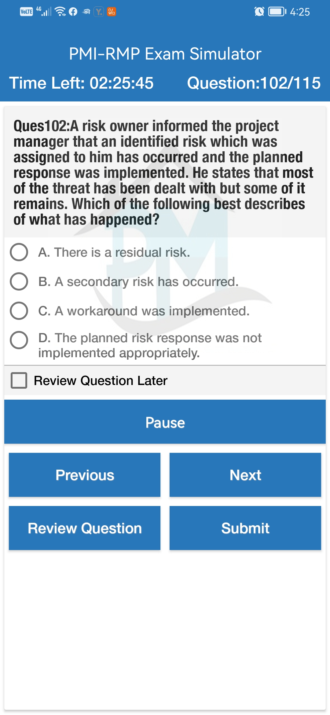 Project - #PMI_RMP Questions Source is PMI-RMP Exam Simulator. It ...