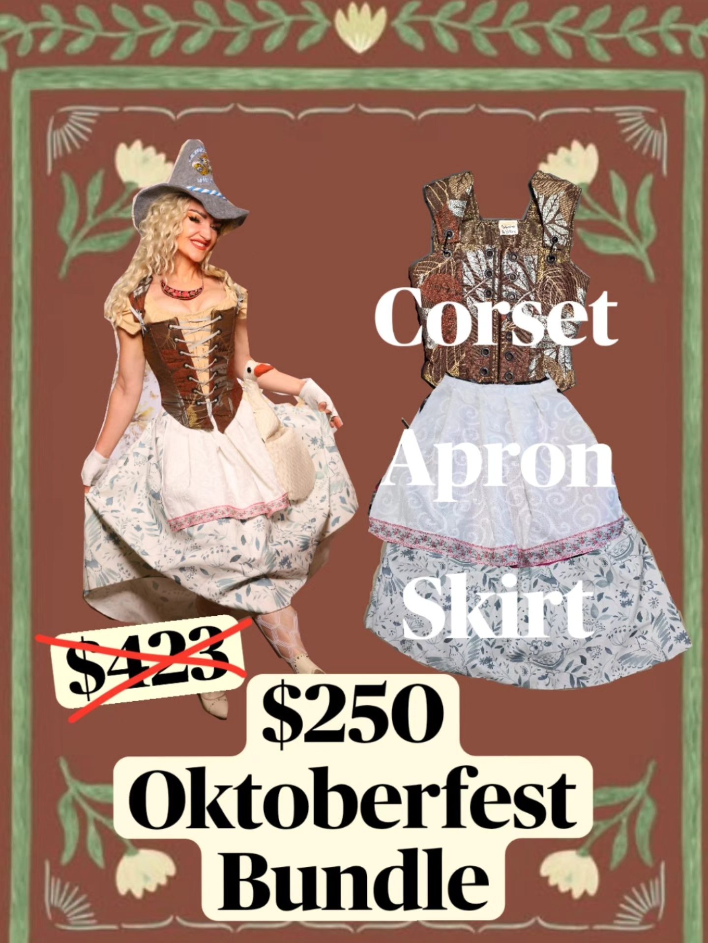 🥨 TOMORROW 7PM MT DAMSELCORSETS.COM 🥨 #Dirndl #corset #German #costume # dress