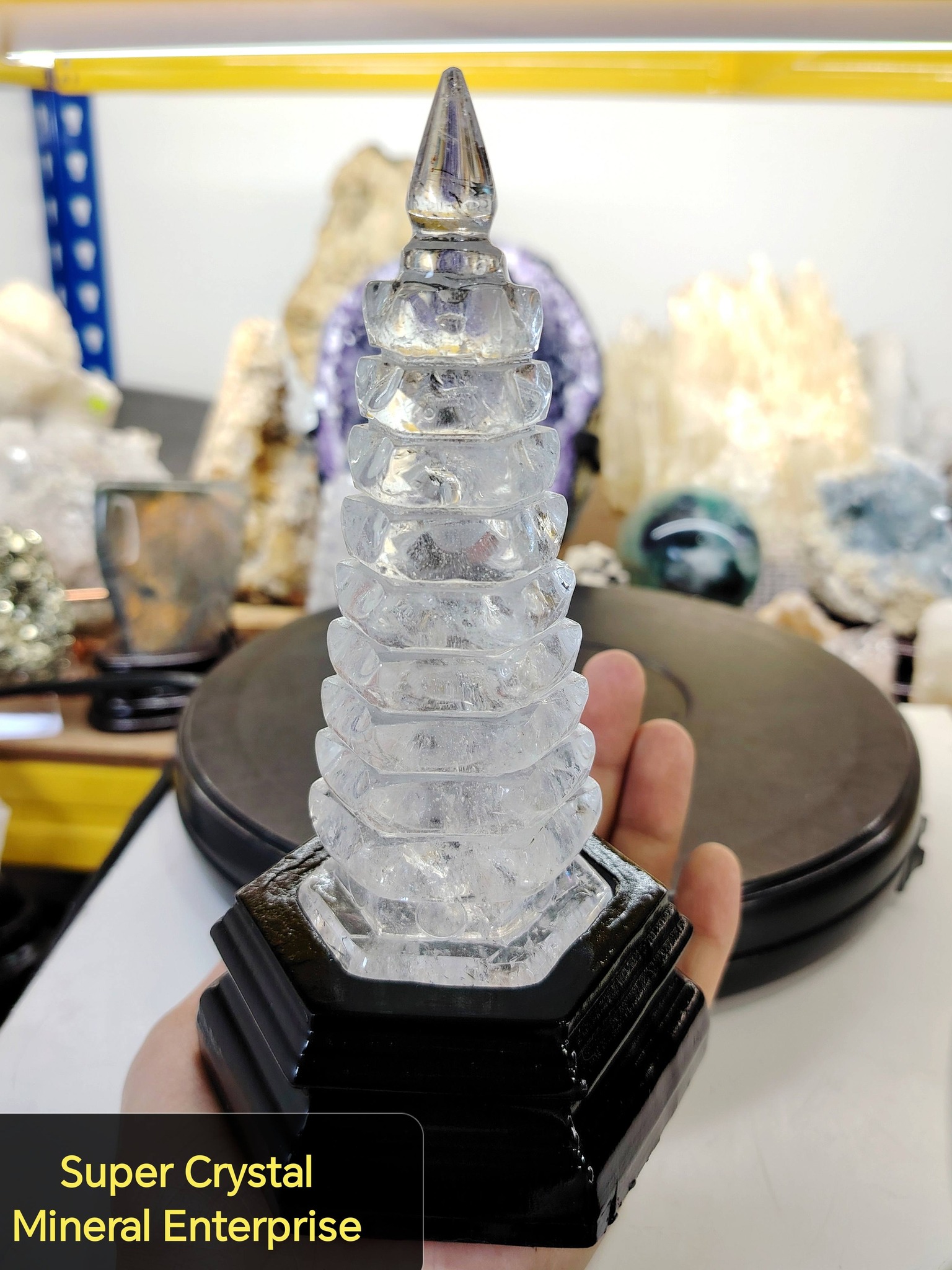 超綺麗水晶文昌塔B0625/YS/20146/268 WCT05) 天然优质白水晶文昌塔雕刻摆件Natural High Grade White Quartz