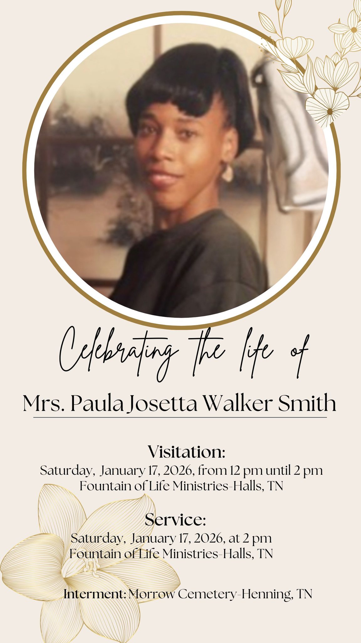 Thompson's - Obituary - Mrs. Paula Josetta Walker Smith Mrs. Paula ...