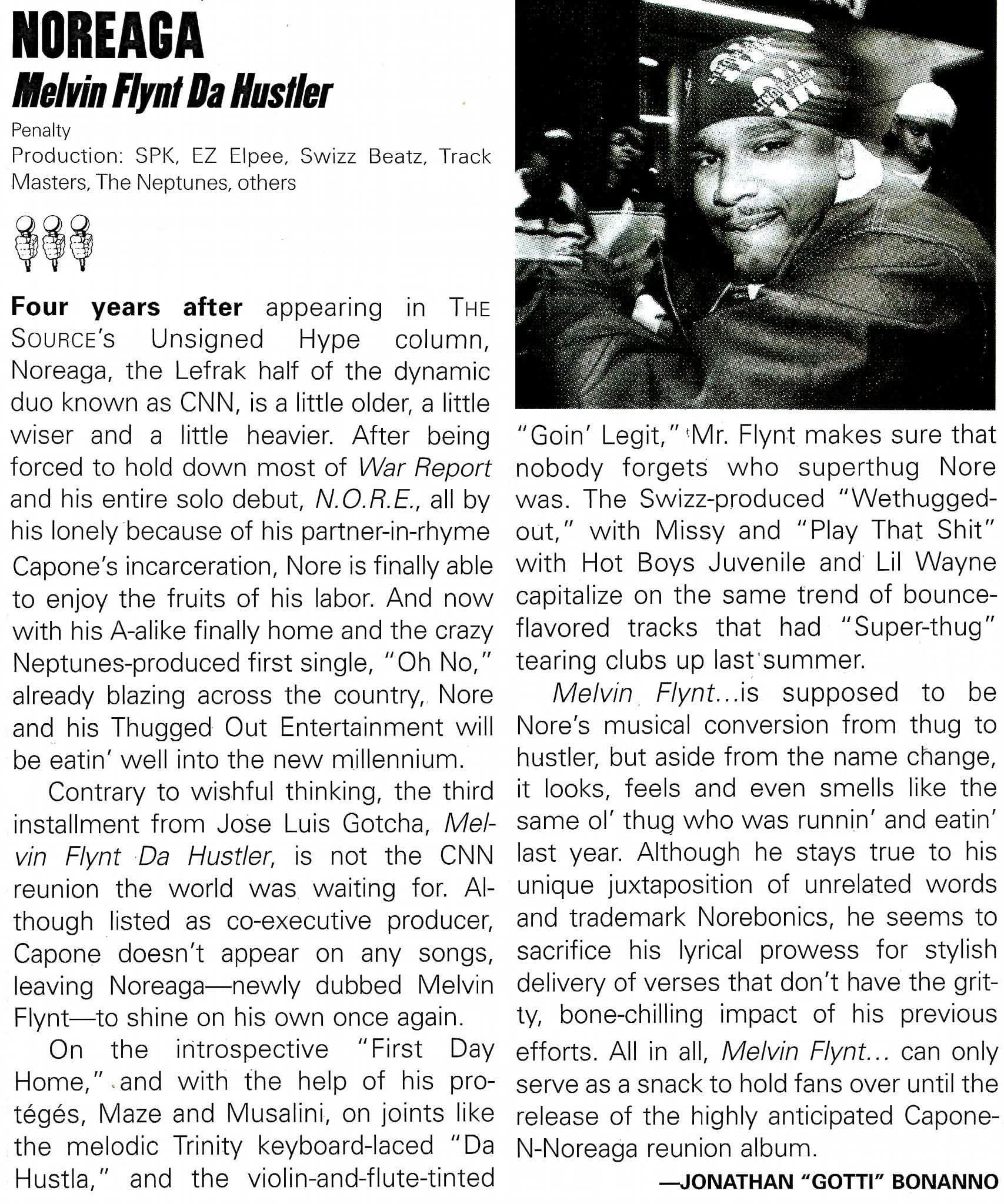 The Source's review and mic rating for Noreaga - Melvin Flynt Da