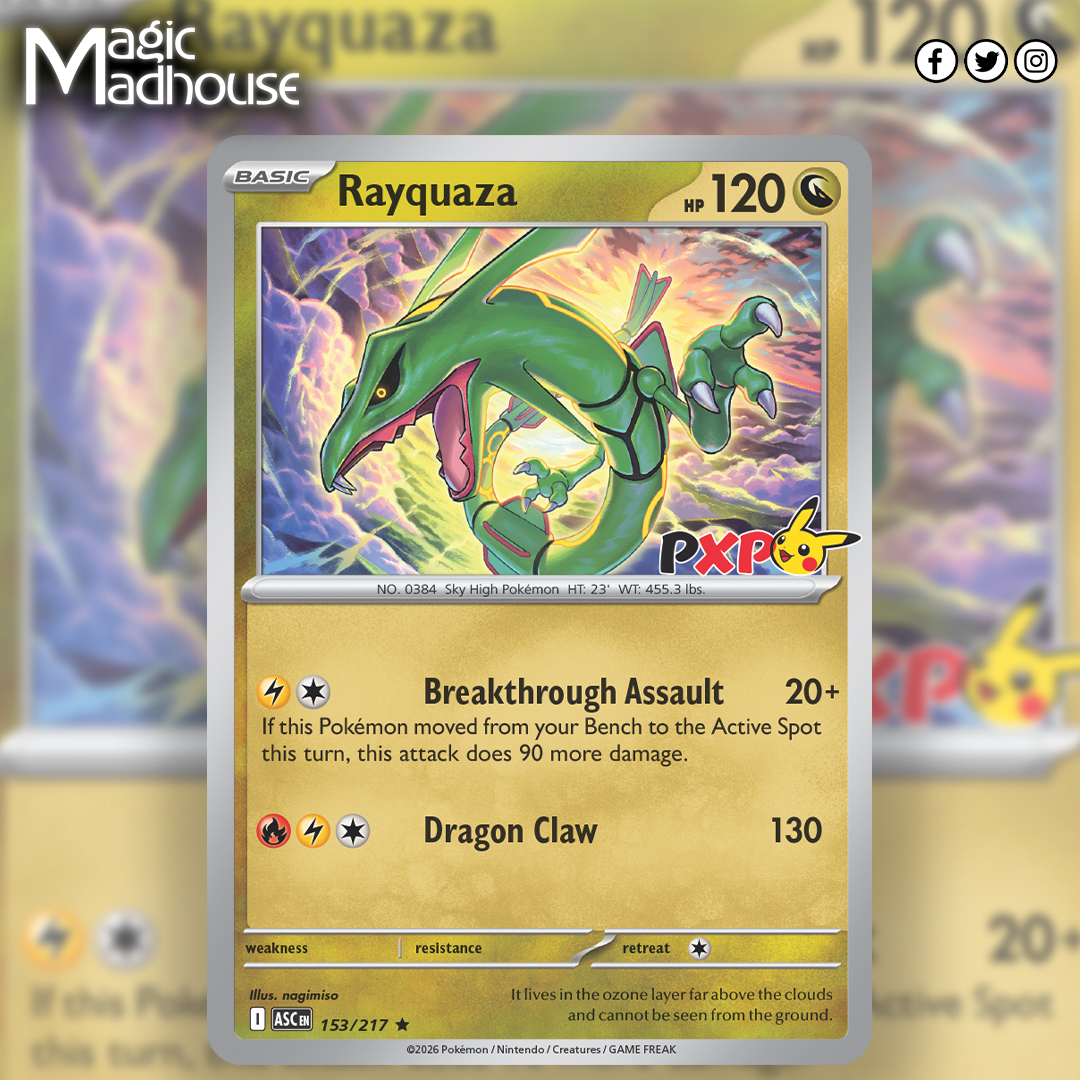 We now have a full card scan of the 2026 PokemonXP Rayquaza Promo