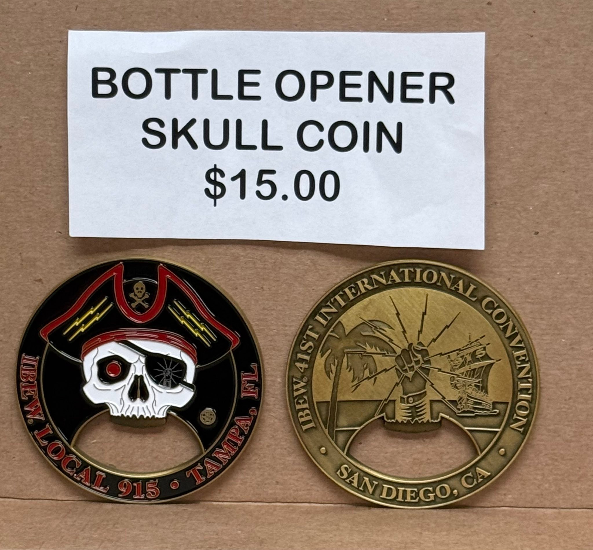 IBEW Local 915 bottle opener challenge coins for sale