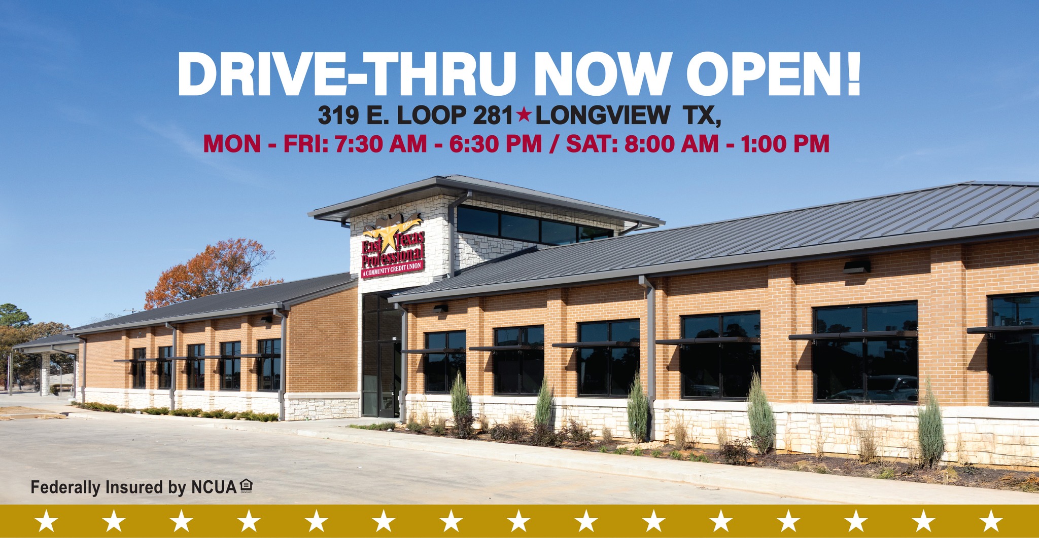 Our new drive-thru is officially open! 319 E. Loop 281, Longview
