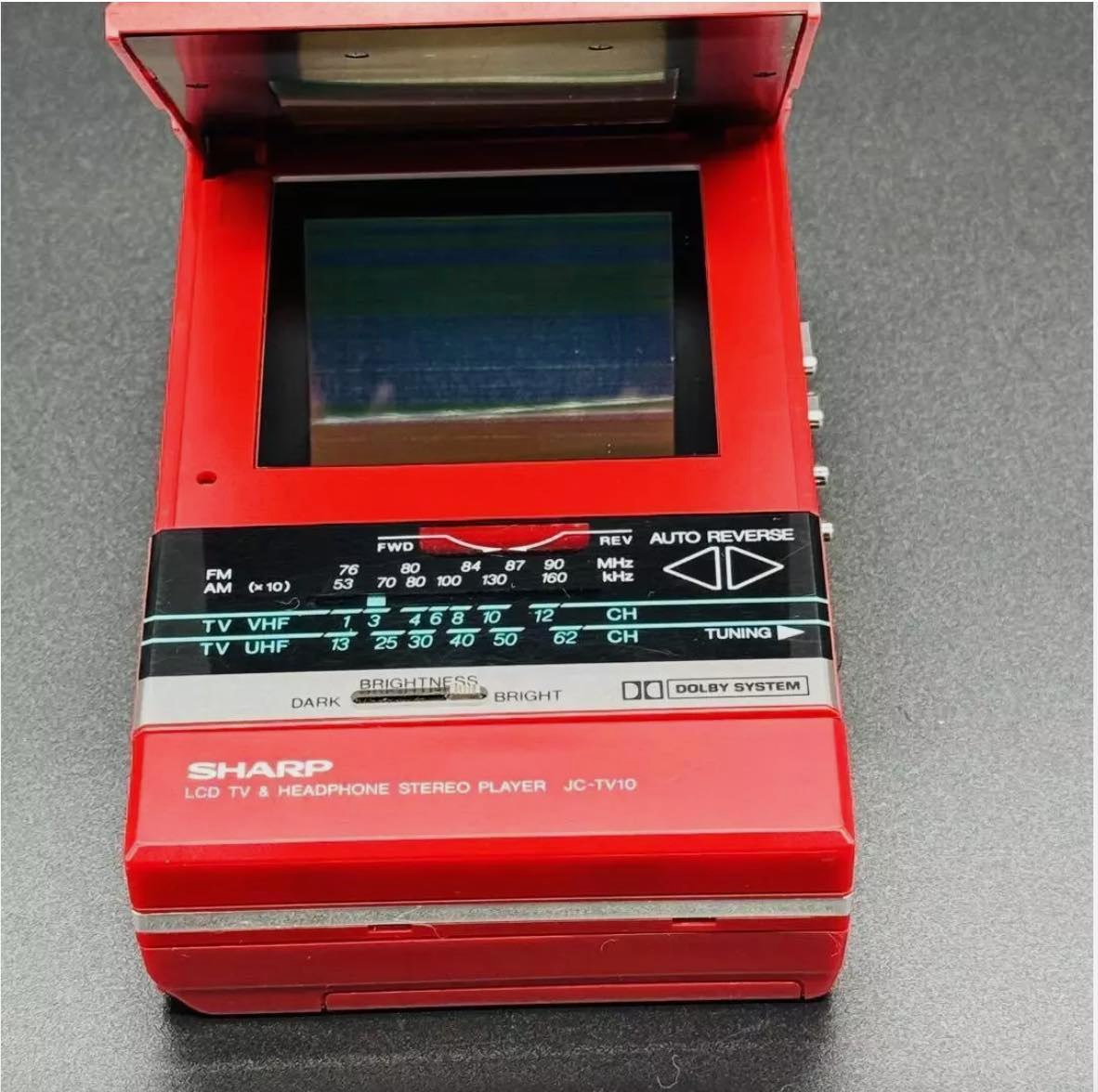 1986 Vintage SHARP JC-TV10 Red Portable TV Radio AM FM Cassette