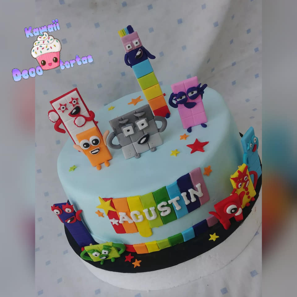 Number blocks modelados en pasta de... - Kawaii deco tortas