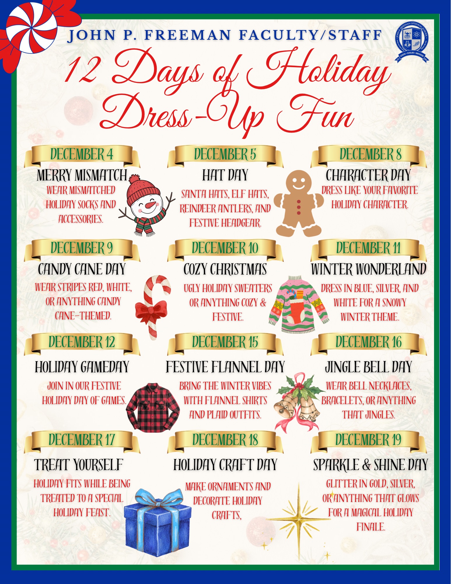 John P. Freeman school's 12 days of holiday dress-up fun