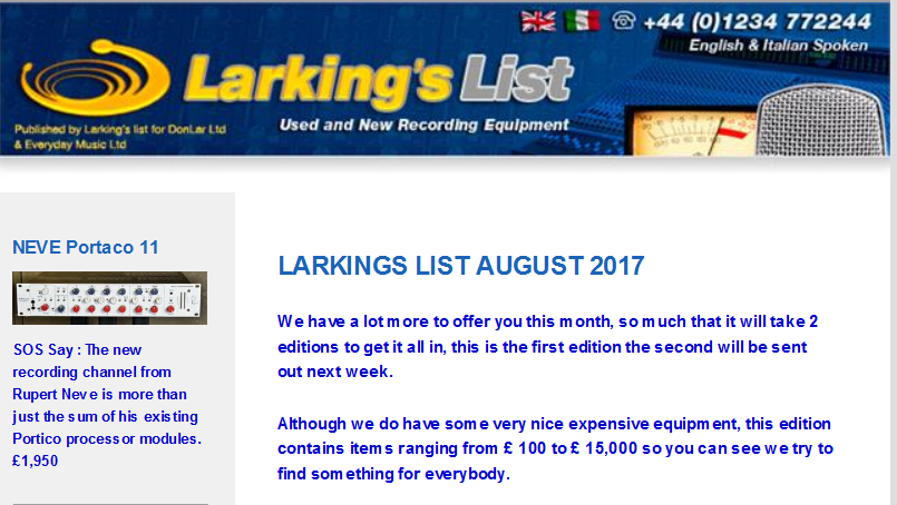 Larkings List The August Edition Of The Larkings List - 