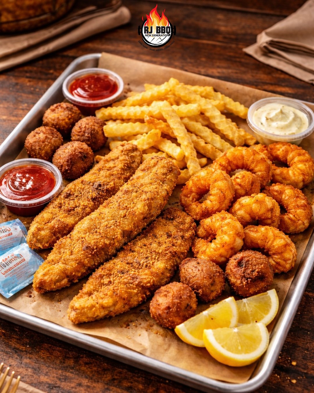 RJ - Lent season done right 🙏🐟 Crispy fish, seasoned shrimp, golden ...