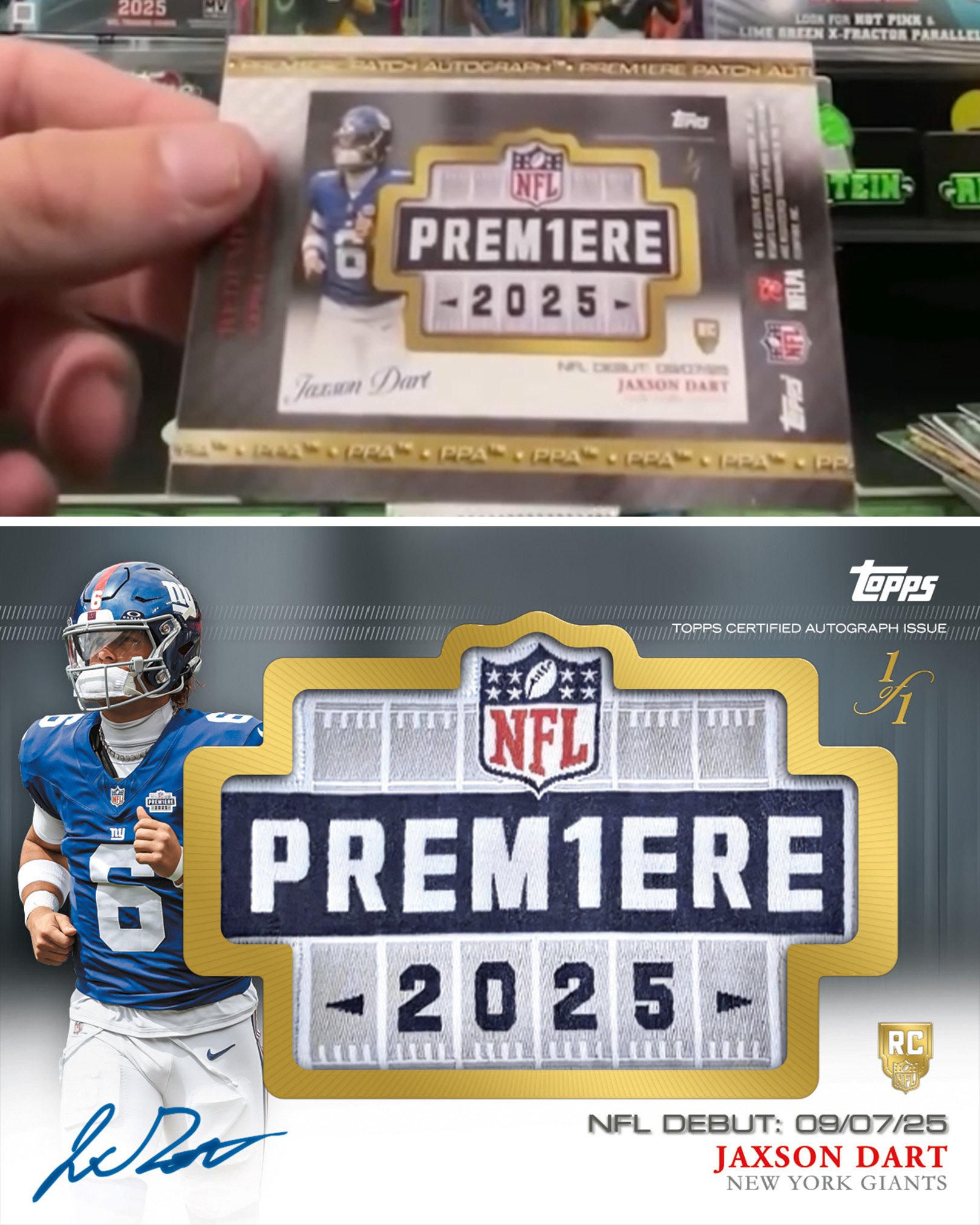 NEWS: The redemption for Jaxson Dart's 1-of-1 Premiere Patch