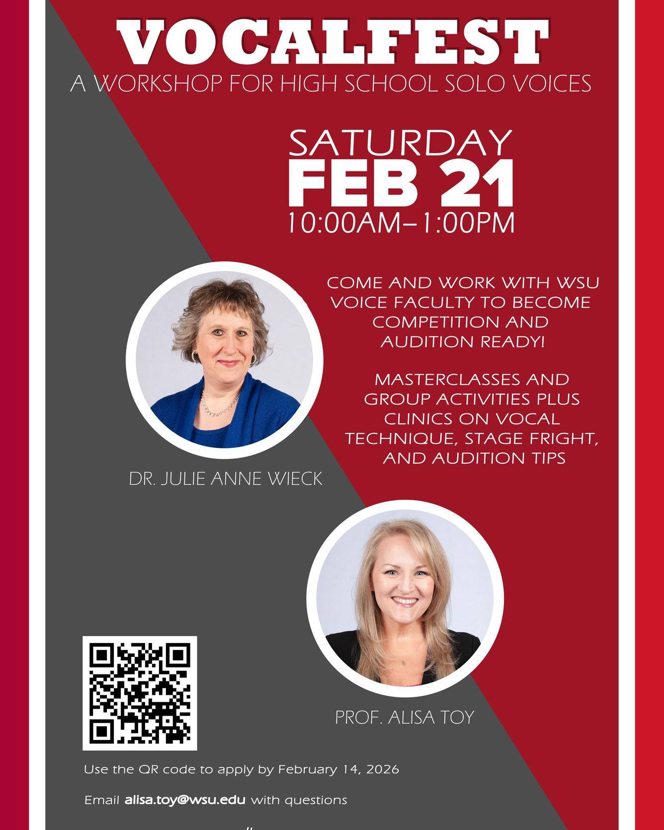 WSU - The #WSU School of Music VocalFest is back in Spring 2026! Come ...