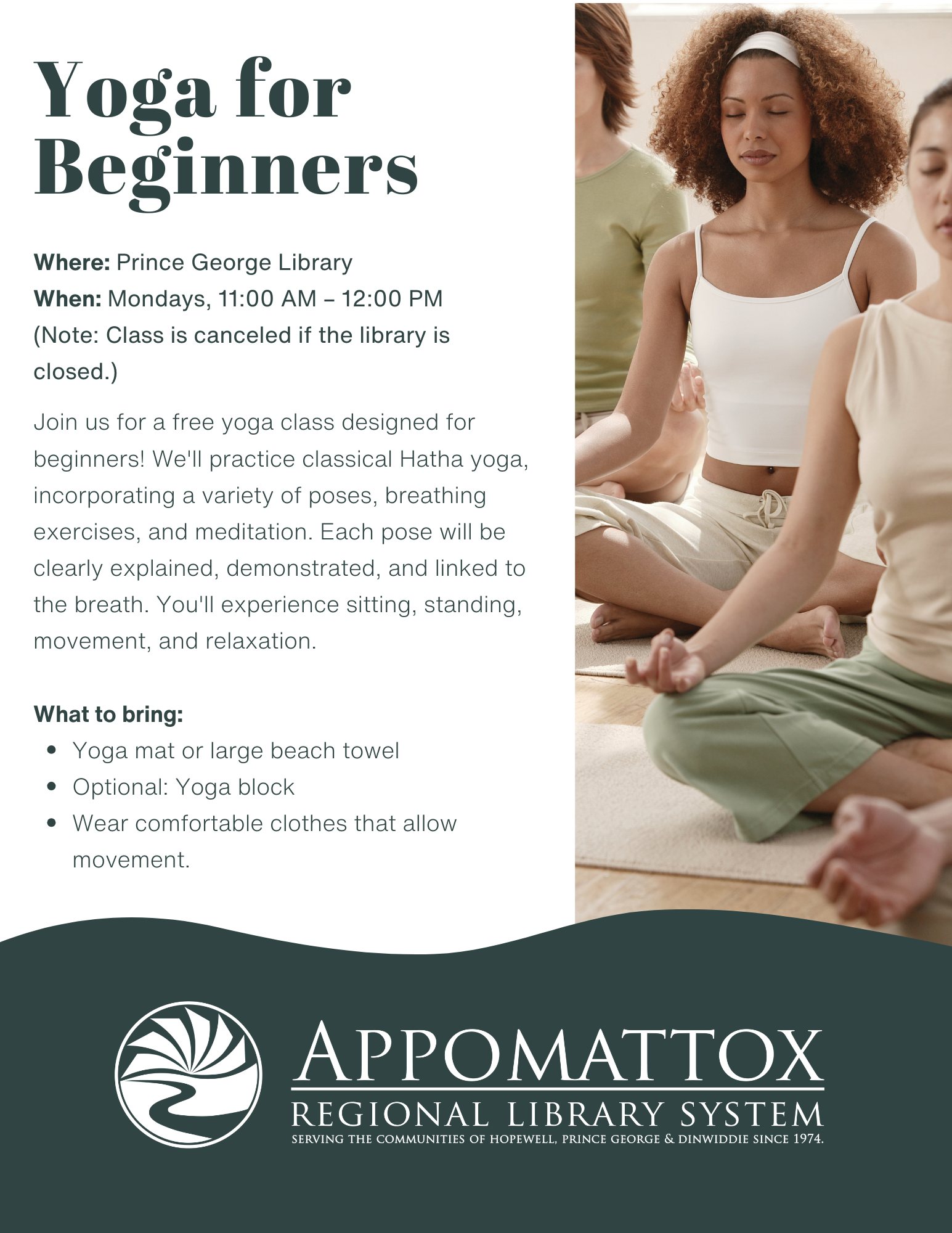 Yoga Pratamaページ Free yoga for beginners at Prince George Library