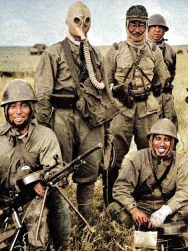 Japanese infantry in Mongolia area, China, Jul 1939 with Soviet BA