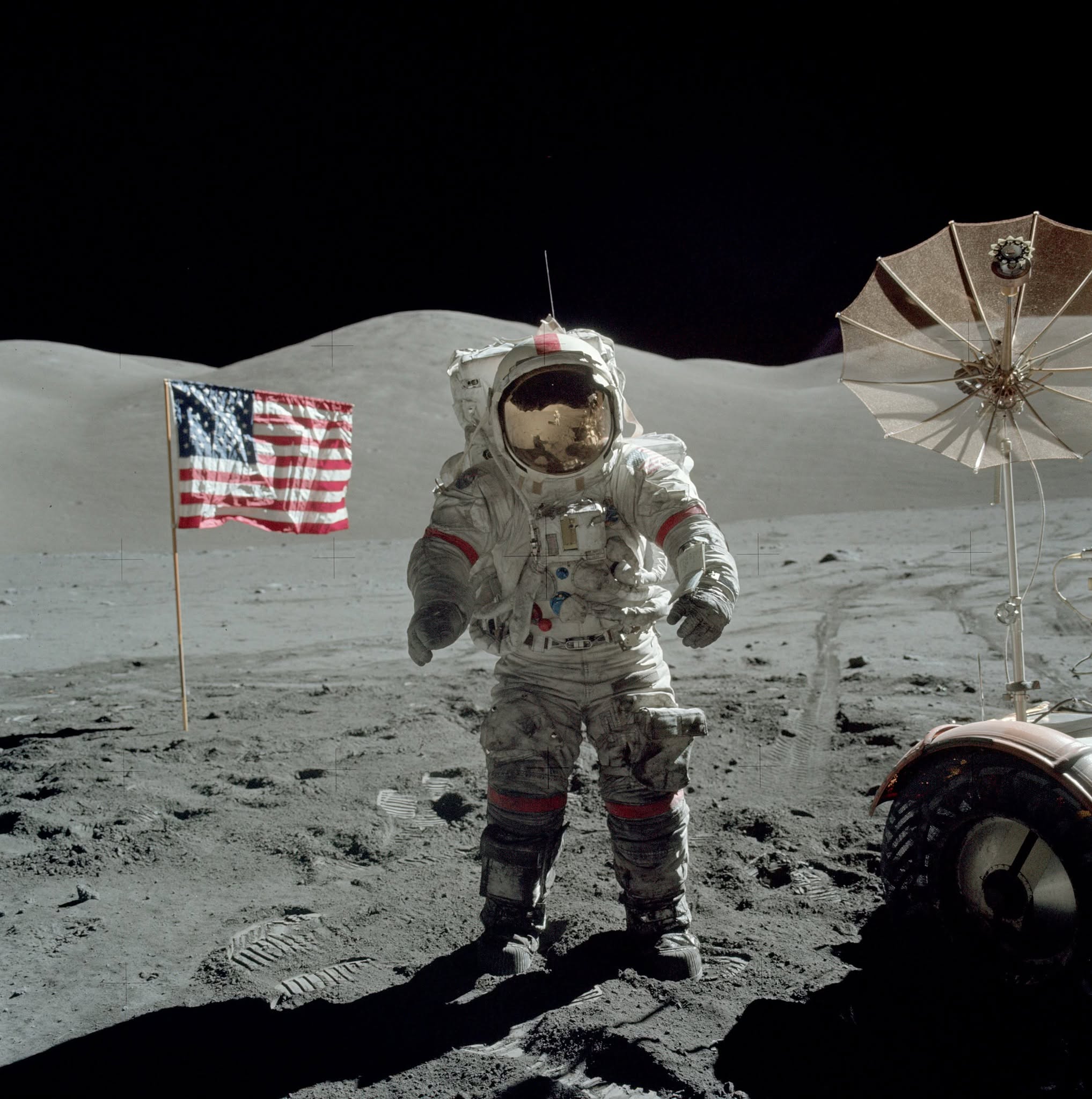 At the start of the third Apollo 17 EVA on the lunar surface, on