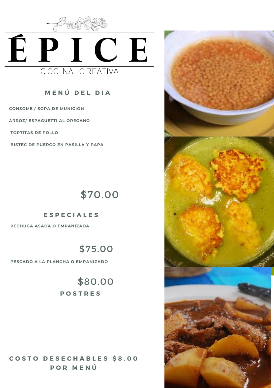 EPICE - Feliz viernes!!! Les compartimos nuestro menú del...