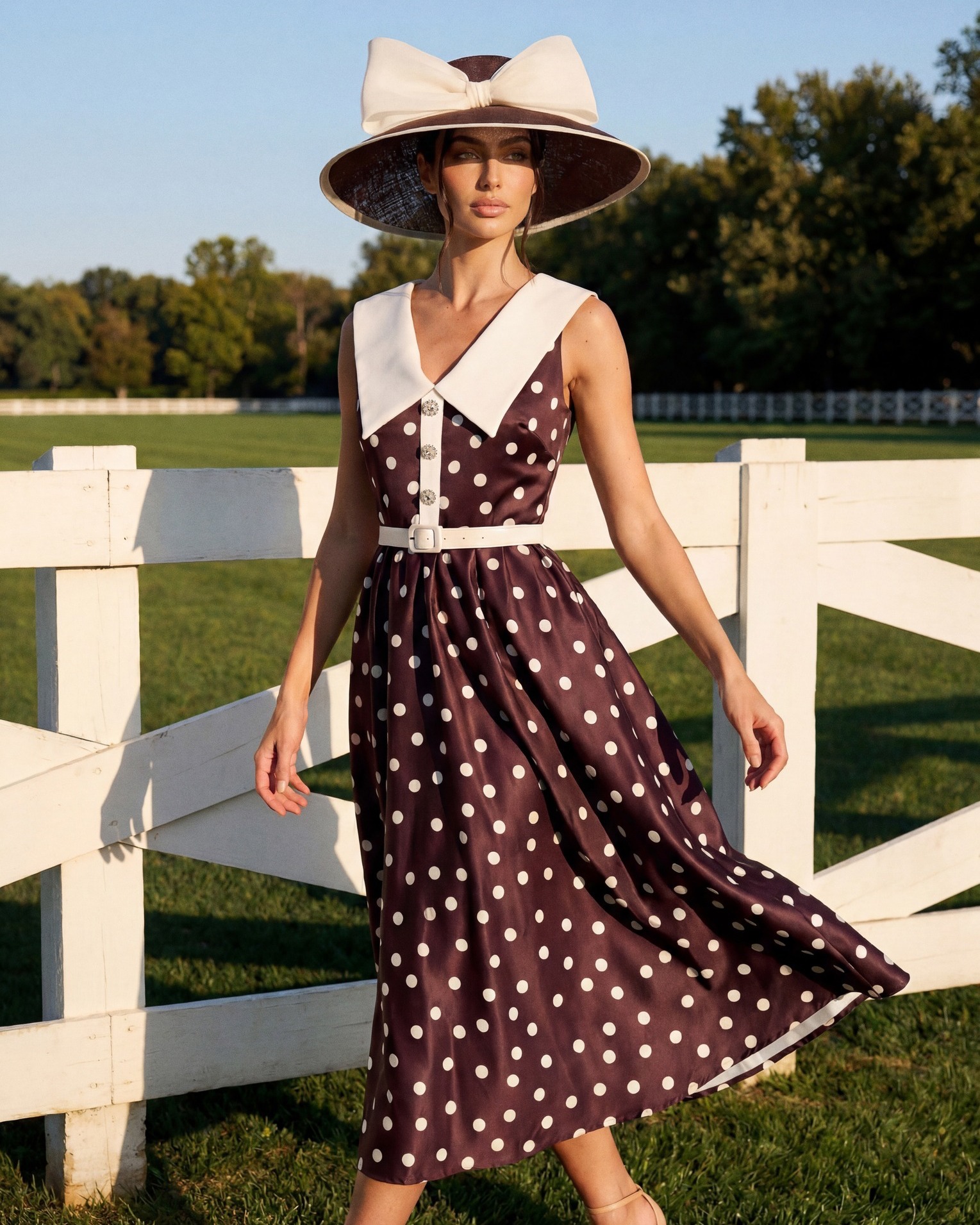 by nicola mila maxi dress in ivory polka Spotted neutral tones this races season 🤎 🔎 Lisa Tan Dot Collared V Neck Crepe Midi Shop now: https://bit.ly/3J1z2E6 🔗 After Prom Dressess