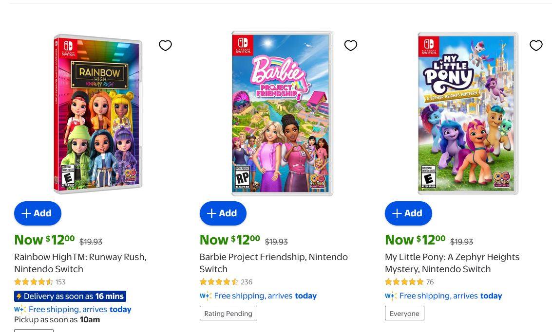 Outright Games Switch Titles $12 Each via Walmart (Walmart+