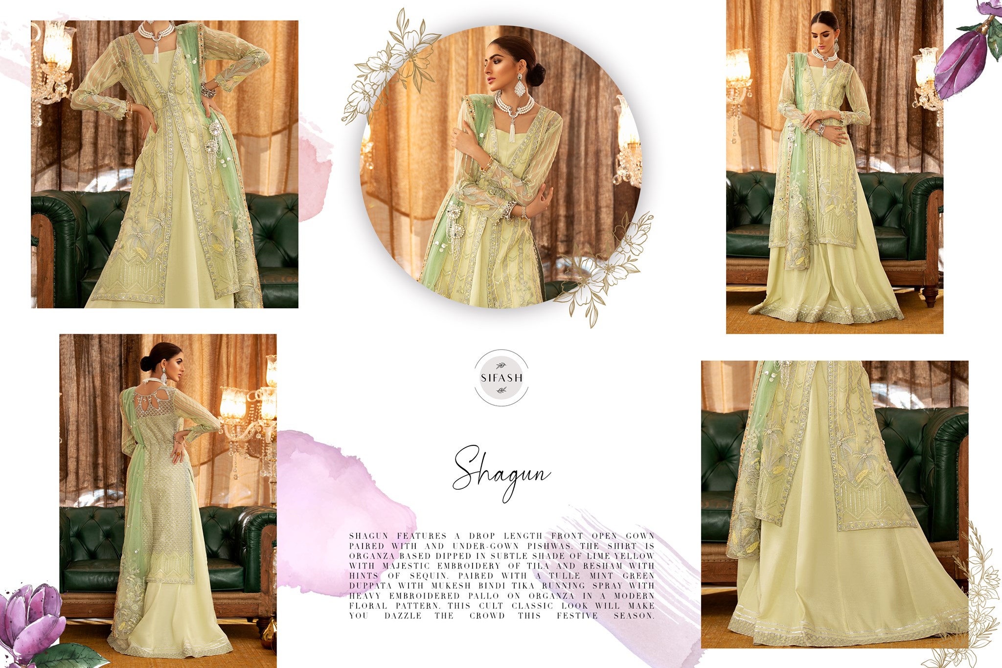 Sifash - Shagun features a drop-length front open gown paired with an ...