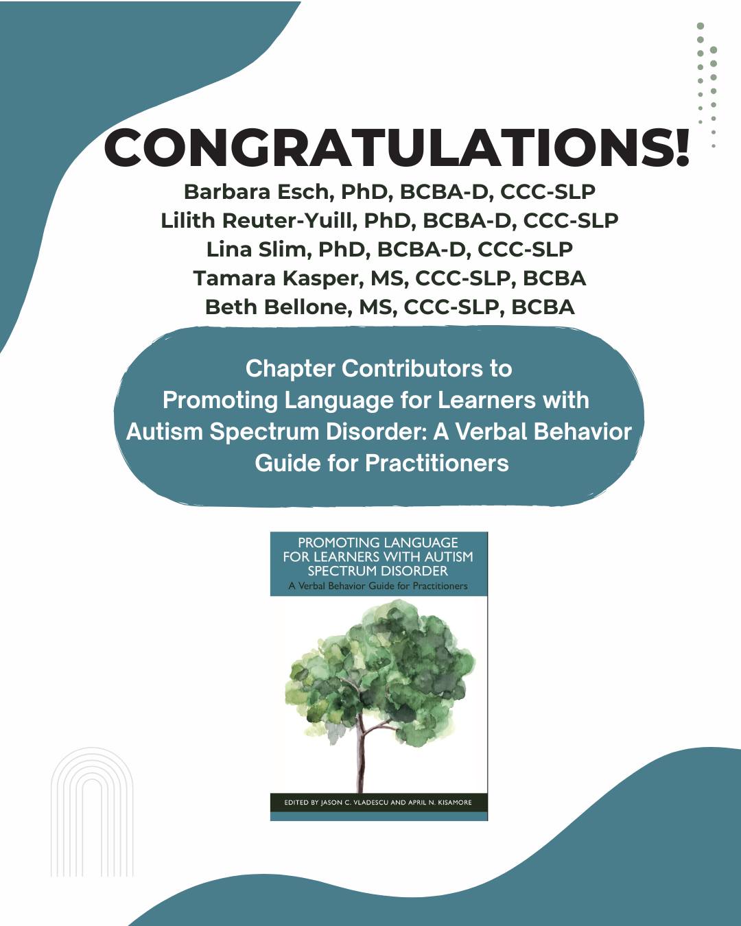 Speech - 🥳 Congratulations to #SLPBCBA Barbara Esch, PhD, BCBA-D, CCC ...
