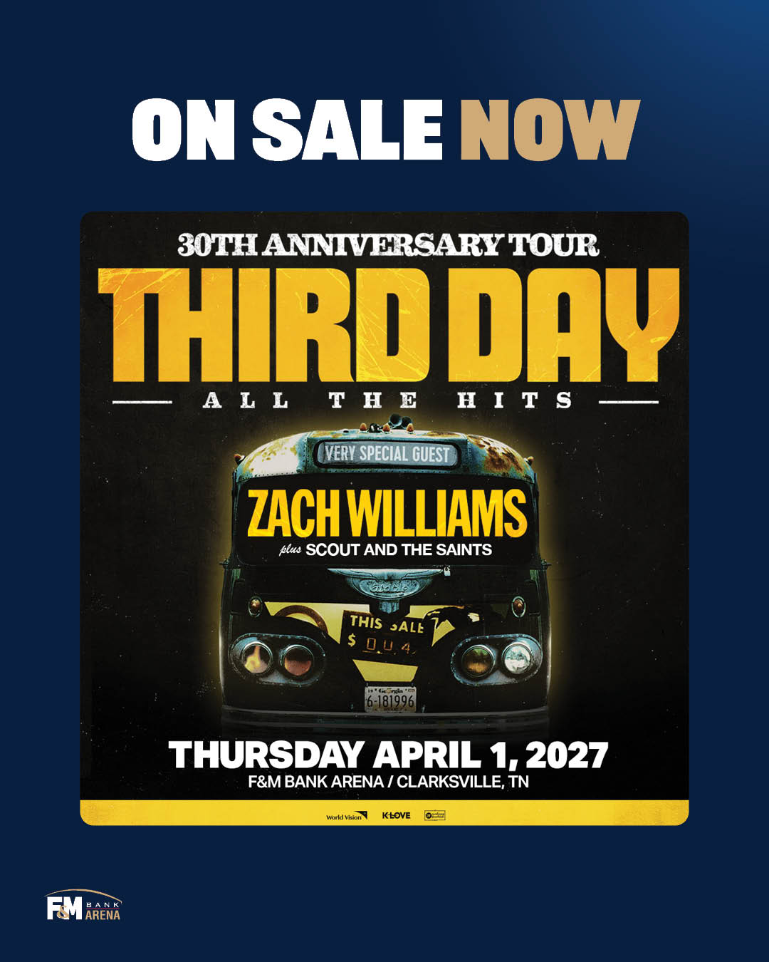 Third Day 30th Anniversary Tour at F&M Bank Arena in Clarksville, TN