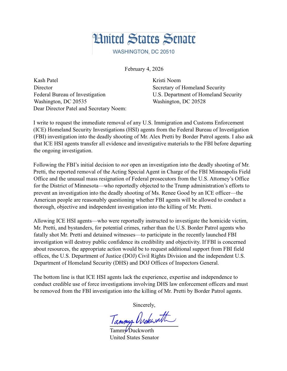 ICE investigators were supposed... - Senator Tammy Duckworth | Facebook