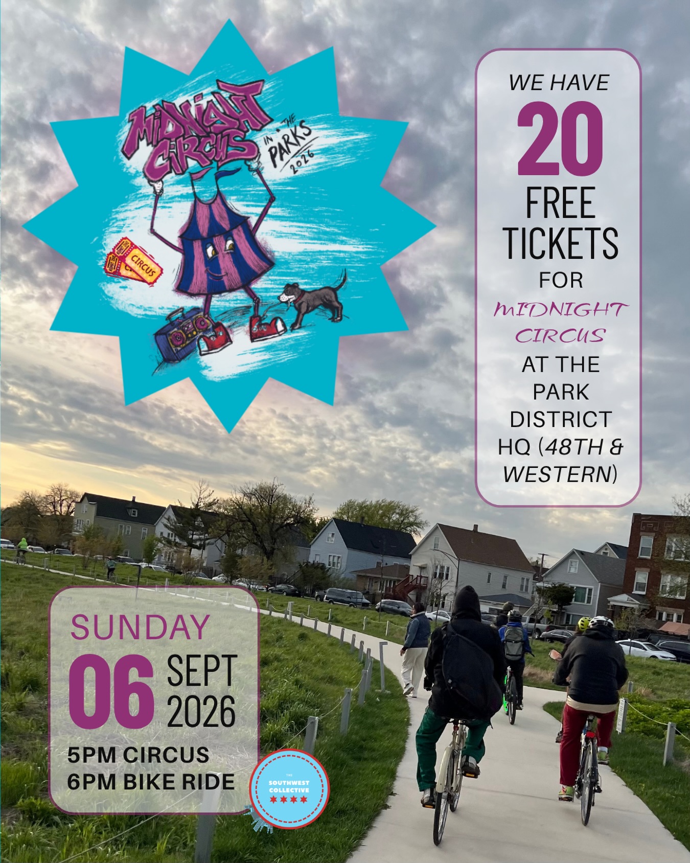 Free Midnight Circus tickets and bike ride in Brighton Park (Sept