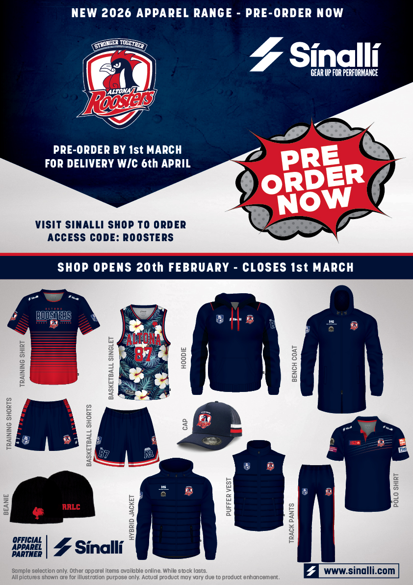 Sinalli Sports - The Altona Roosters Supporters Store is... | Facebook