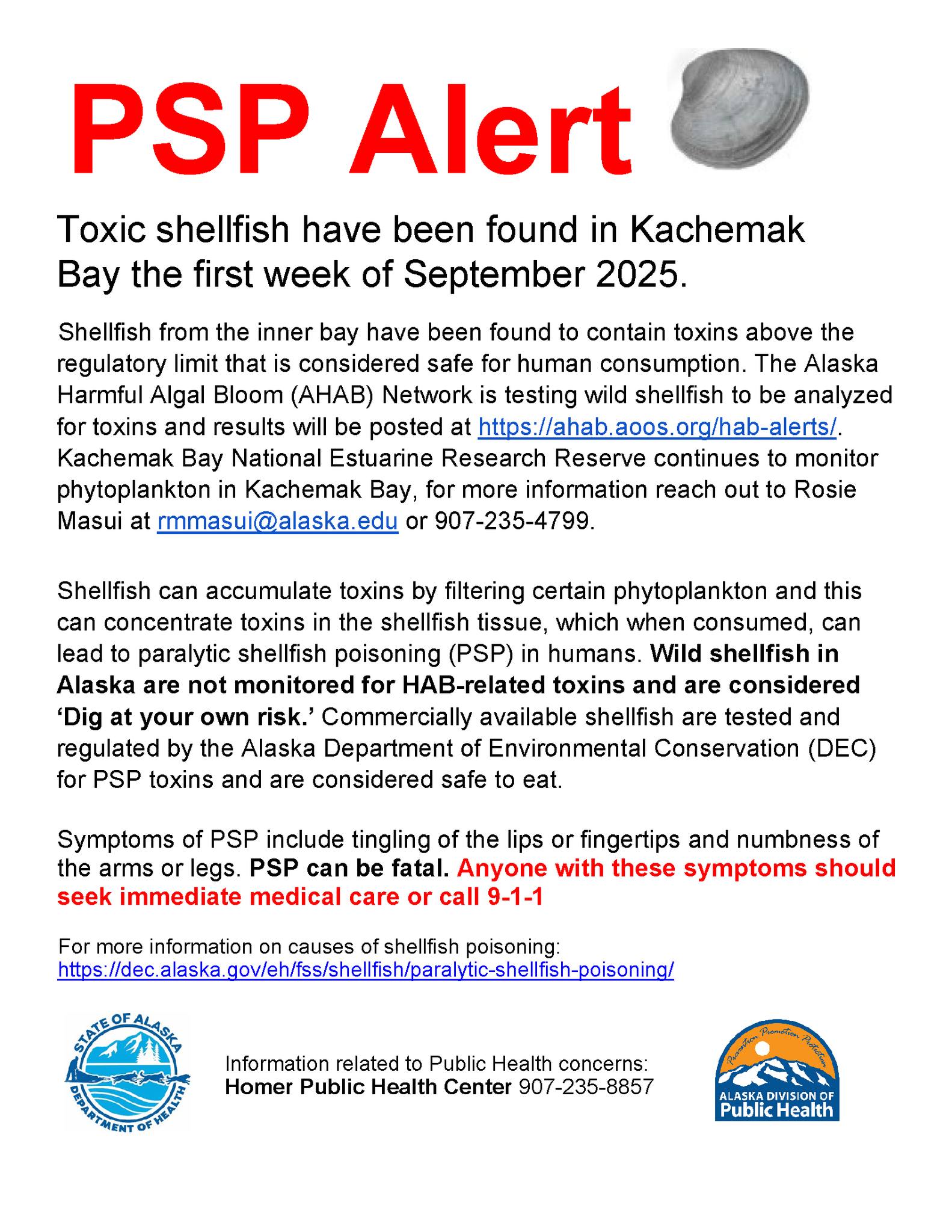 City - 09/09/2025 PSP Alert Toxic shellfish have been found in Kachemak ...