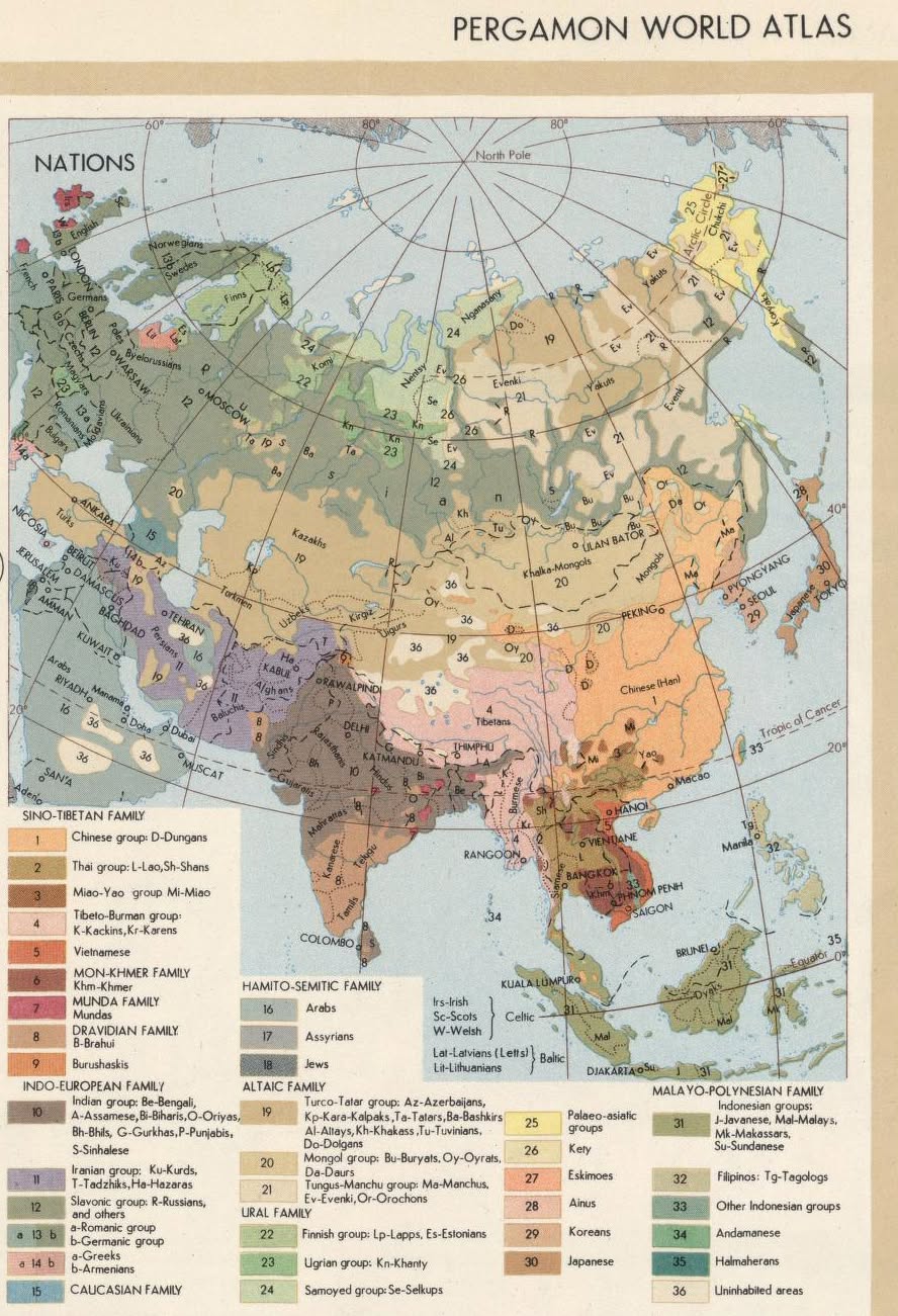 Nations of Asia. Pergamon World Atlas, 1968.